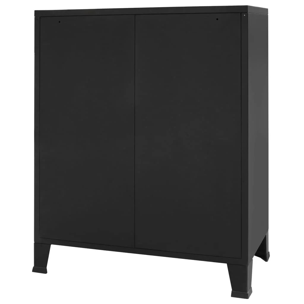 Anself Industrial Style 4 Drawer Dresser Storage Chest with Handles Metal End Side Cabinet Bedroom Living Room Entryway Hallway Furniture Decor 30.7 x 15.7 x 36.6 Inches ( x  x ) Black
