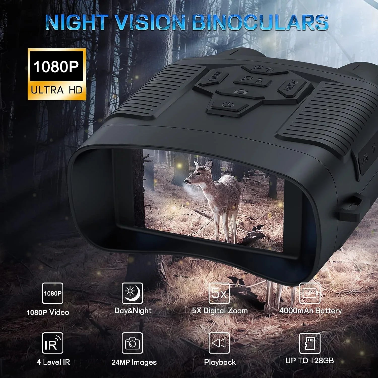 SuntekCam Night Vision Goggles Night Vision Binoculars with 32GB  Card 24MP/1080P 6x Zoom Suitable for Hunting at Night and Taking Pictures and Videos -800