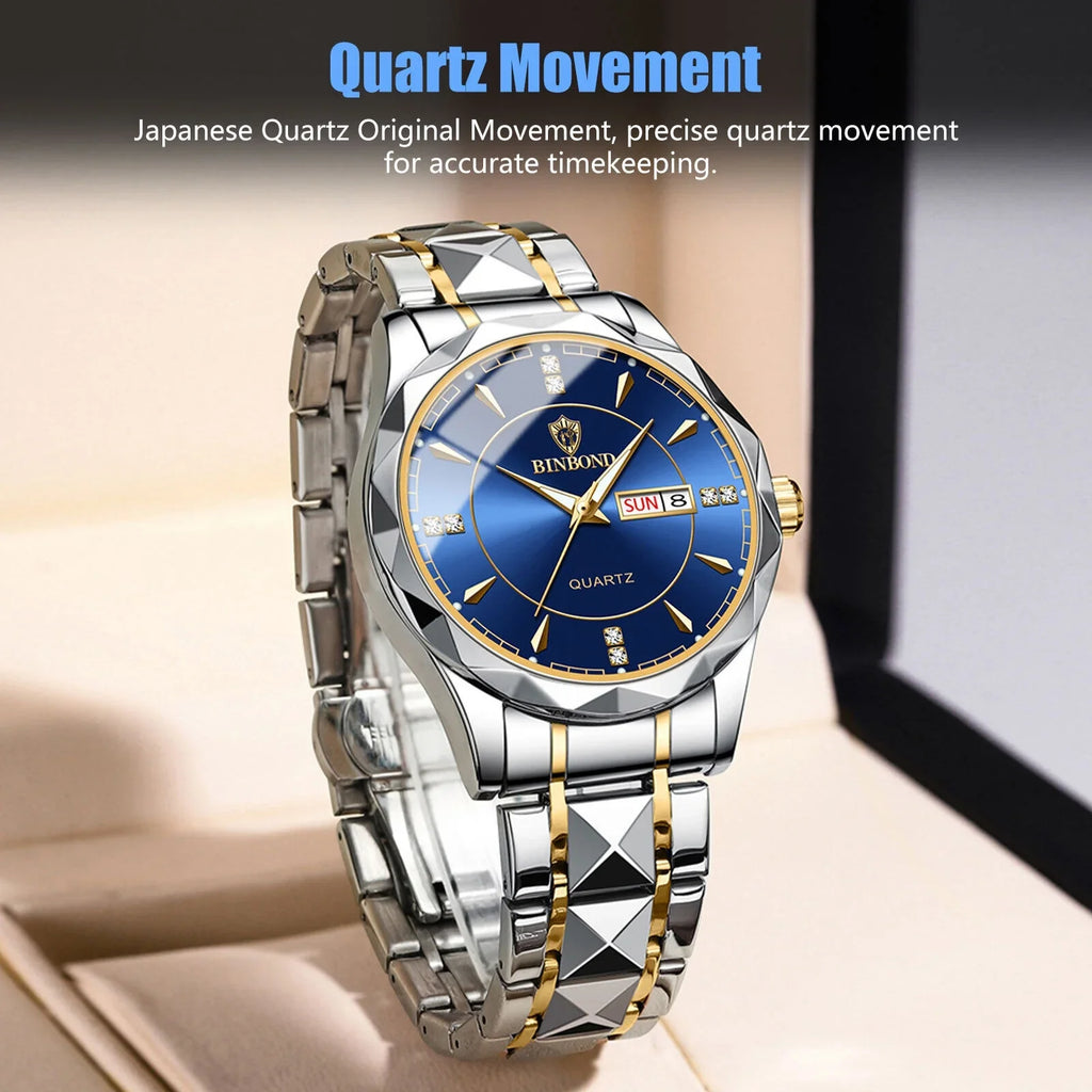 Waterproof Men's Watch Classic Stainless Steel Quartz Luminous Business Luxury