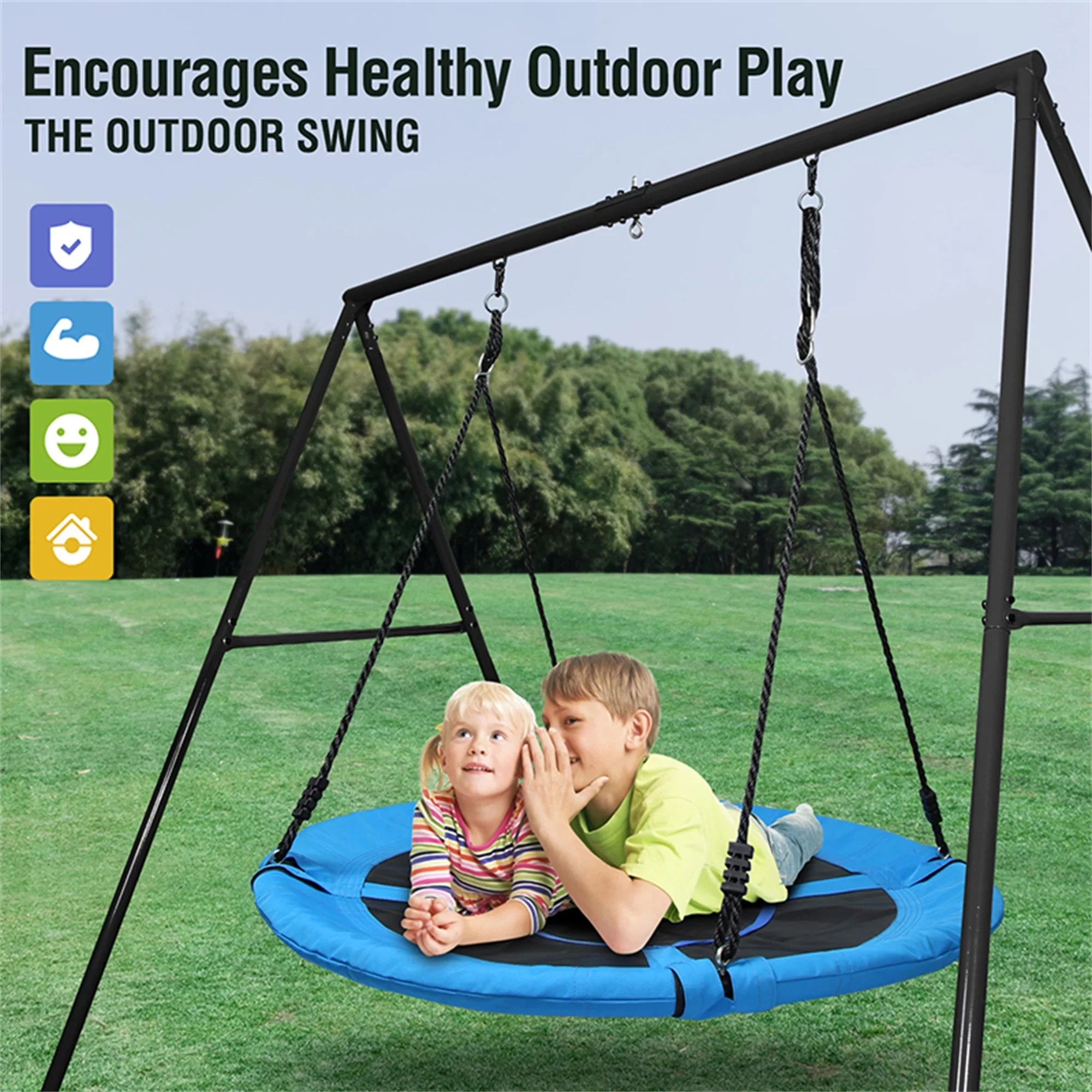 Trekassy 440lbs Metal Swing Set with 40 Inch Saucer Tree Swing, Swivel and Heavy Duty -Frame Metal Swing Stand