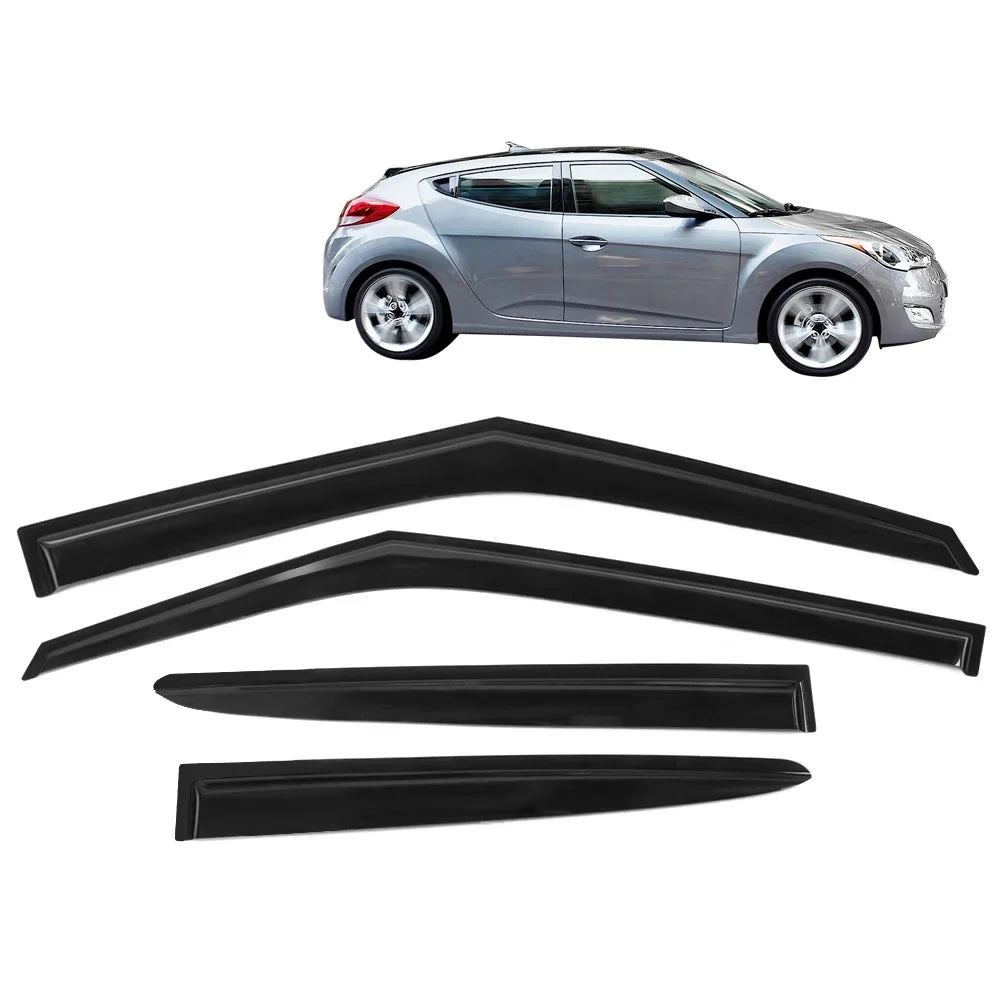 Ikon Motorsports Compatible with 2011-2018 Hyundai Veloster Window Vent Visor Deflector Rain Guard 4Pc Set Outside Mount 2011 2012 2013 2014 2015 2016 2017 2018