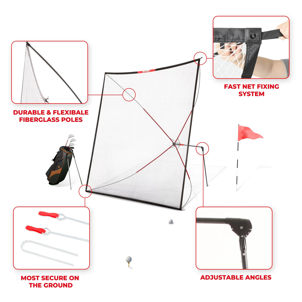 Golf Practice Net Hitting Net 10ft - Home Driving Range, Swing Training Aids, Big Size Auto Ball Return, Portable, Black