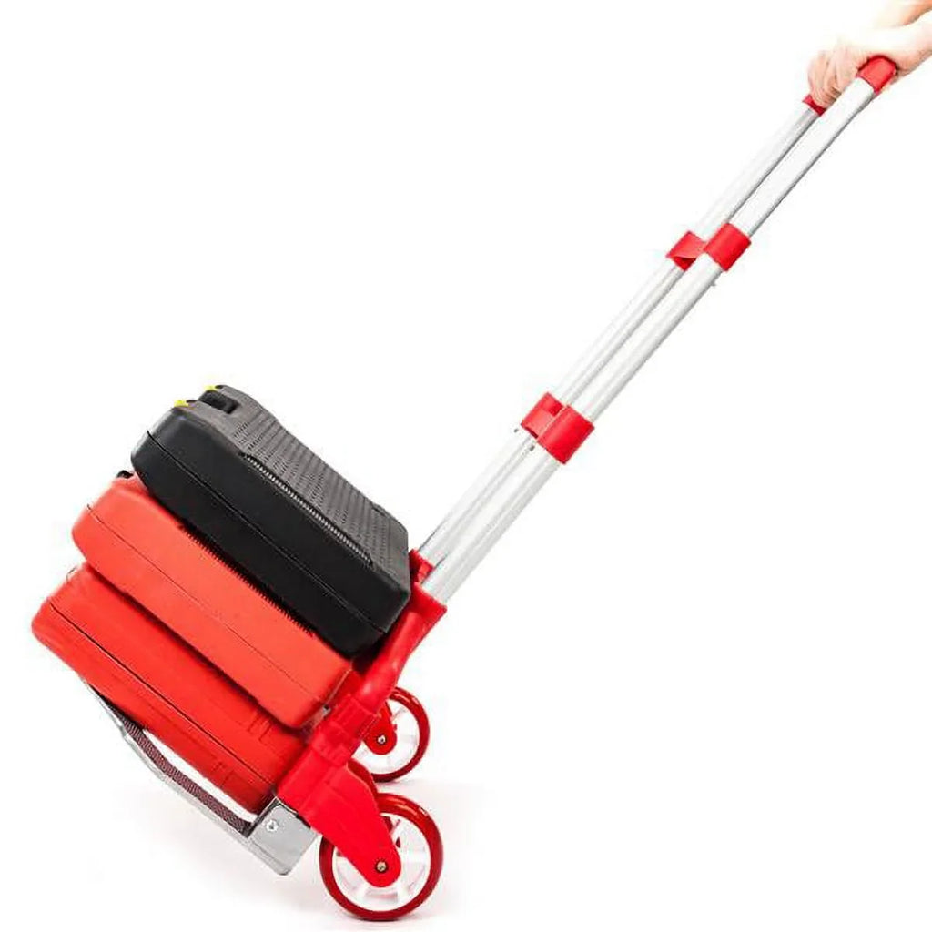 Portable Aluminium Cart Folding Dolly Push Truck Hand Collapsible Trolley Luggage Red