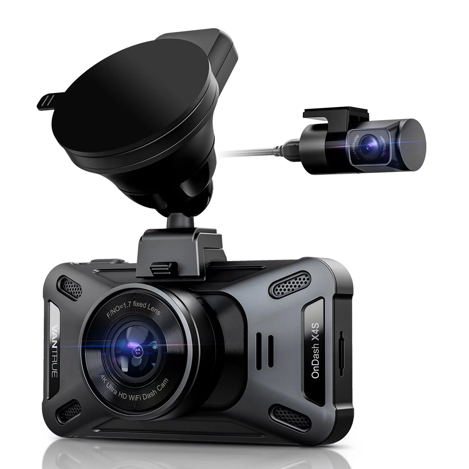 Vantrue  4K +1080P WiFi Dual WiFi Dash Cam Front and Rear with Night Vision, Wireless Car Camera Built in Super Capacitor,  for Backup camera, , 24Hs Parking Mode, -sensor ( Duo)