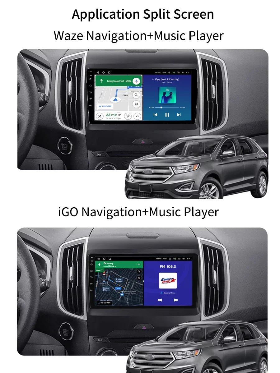 Bluetoth Car Stereo Radio For Ford Edge 2 2015 - 2018 Android Screen Multimedia With Android Auto Carplay  Navigation