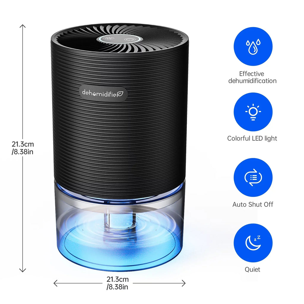 Alrocket Small Dehumidifiers for Bedroom 27oz with Auto-off,7 Colors  Light up to 215 sq.ft-Black