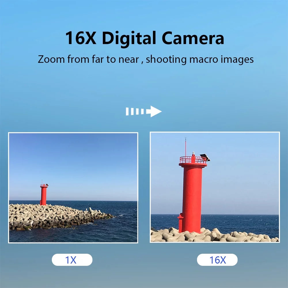 Andoer Portable 1080P Digital Video Camcorder 44MP Auto Focus 2.5  Screen 16X Digital Zoom -shake Face Detect Smile Capture with 32GB Memory 2pcs Batteries Christmas Gift for Teens