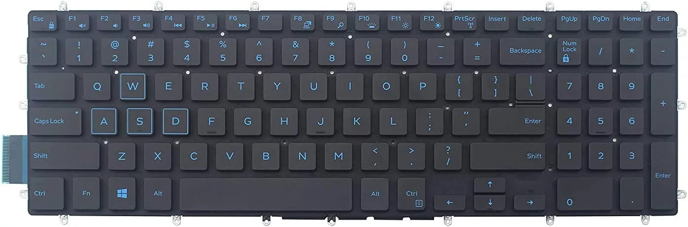 New  Blue Font English Backlit Laptop Keyboard (Without palmrest) Replacement for Dell  15 3590  3579  3779  15 5590  15 7588 17 7790  15 7590  15 5587 Light Backlight