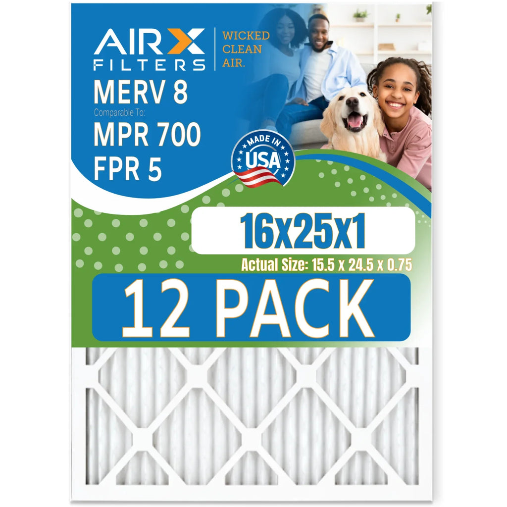 16x25x1 Air Filter  8 Rating, 12 Pack of Furnace Filters Comparable to  700 &  5 - Made in  by     .