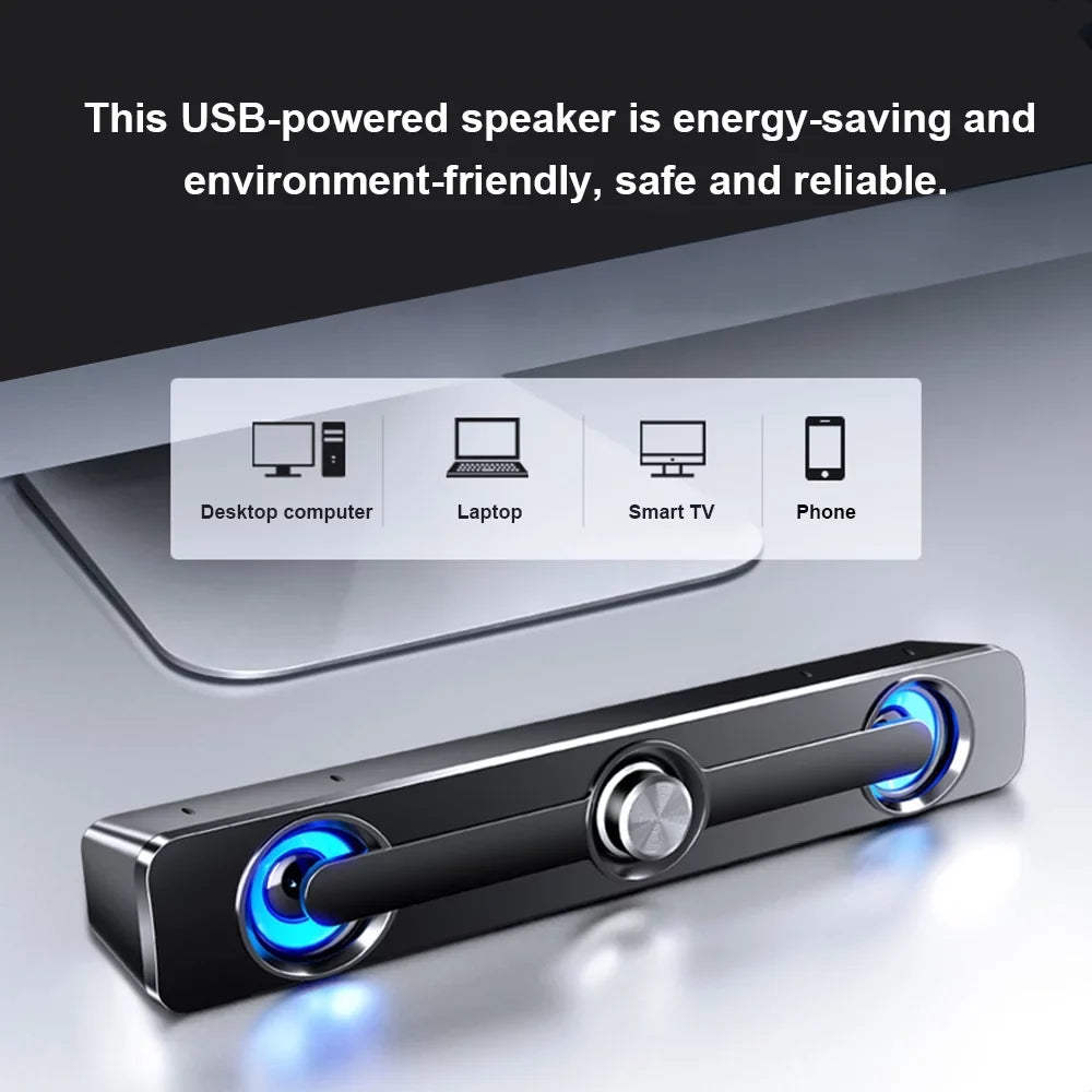 '-111 Computer Speaker  Wired Powerful Bar Stereo Subwoofer Bass Speaker Surround Sound Box for  Laptop Phone Tablet