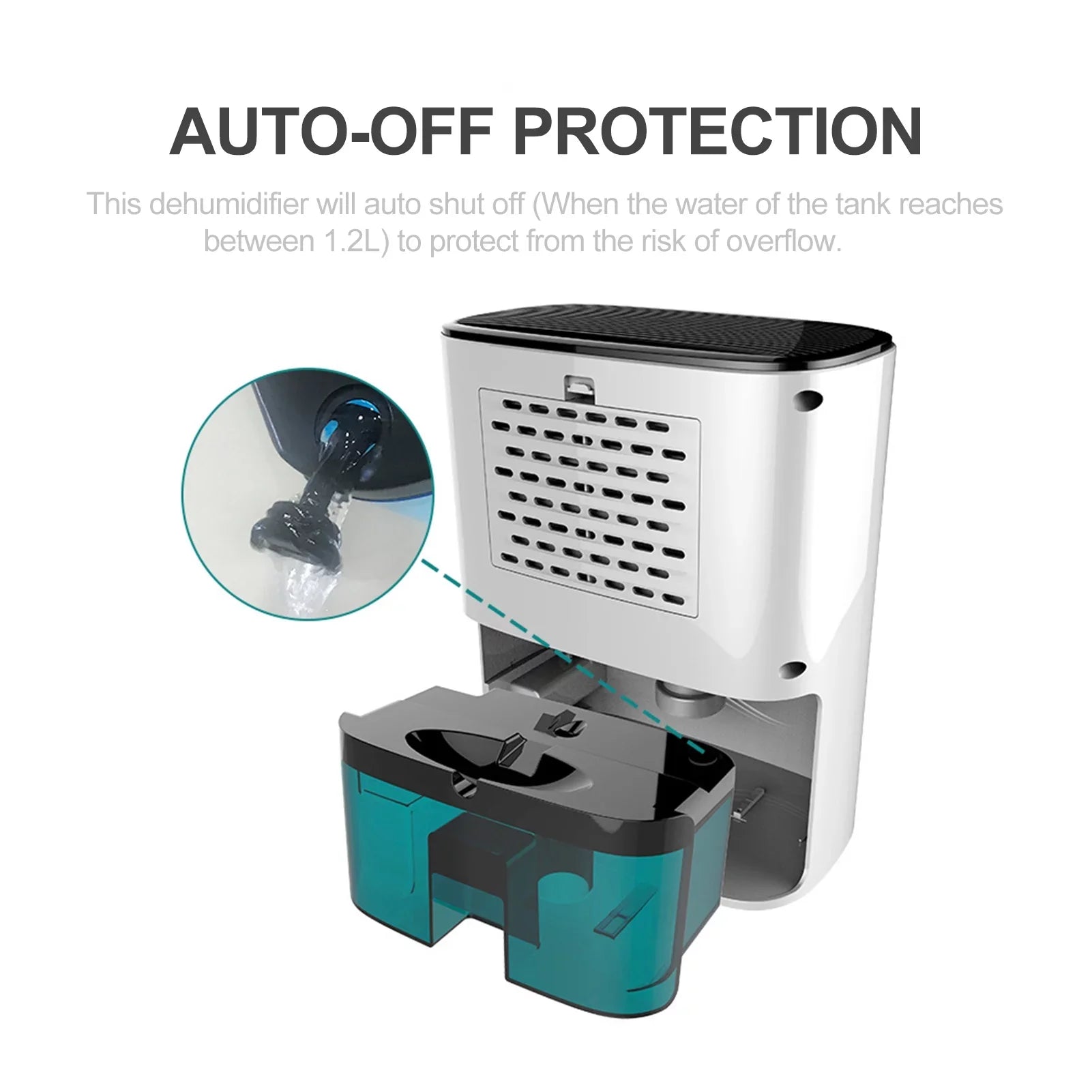 Portable 1200mL Dehumidifier for up to 215 Sq. Ft - Auto-Off, Humidity Control, Ideal for Home, Basements, Bedrooms, Garages, Wardrobes, RVs