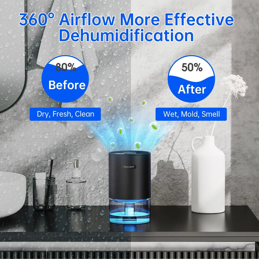 Alrocket Small Dehumidifiers for Bedroom 27oz with Auto-off,7 Colors  Light up to 215 sq.ft-Black