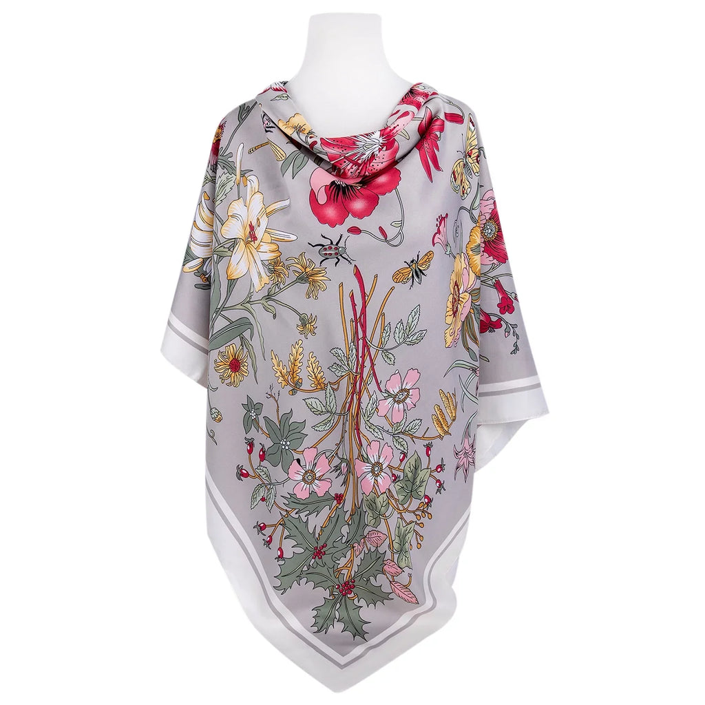 Evening Shawl and Wrap for Women Botany Beige Silk Shawl 51x51'' (130 * 130 cm) Travel Scarf Tops Fashion Shawl for Wedding