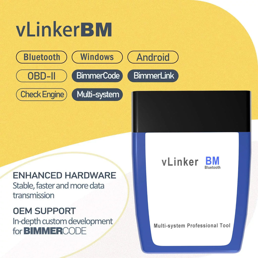 Vgate  Bluetooth Scanner vLinker  Bimmercode Diagnostic Tool for /Mini, Work with Android and Windows Unlock Car Hidden Features in BimmerCode,   Diagnostic Tool