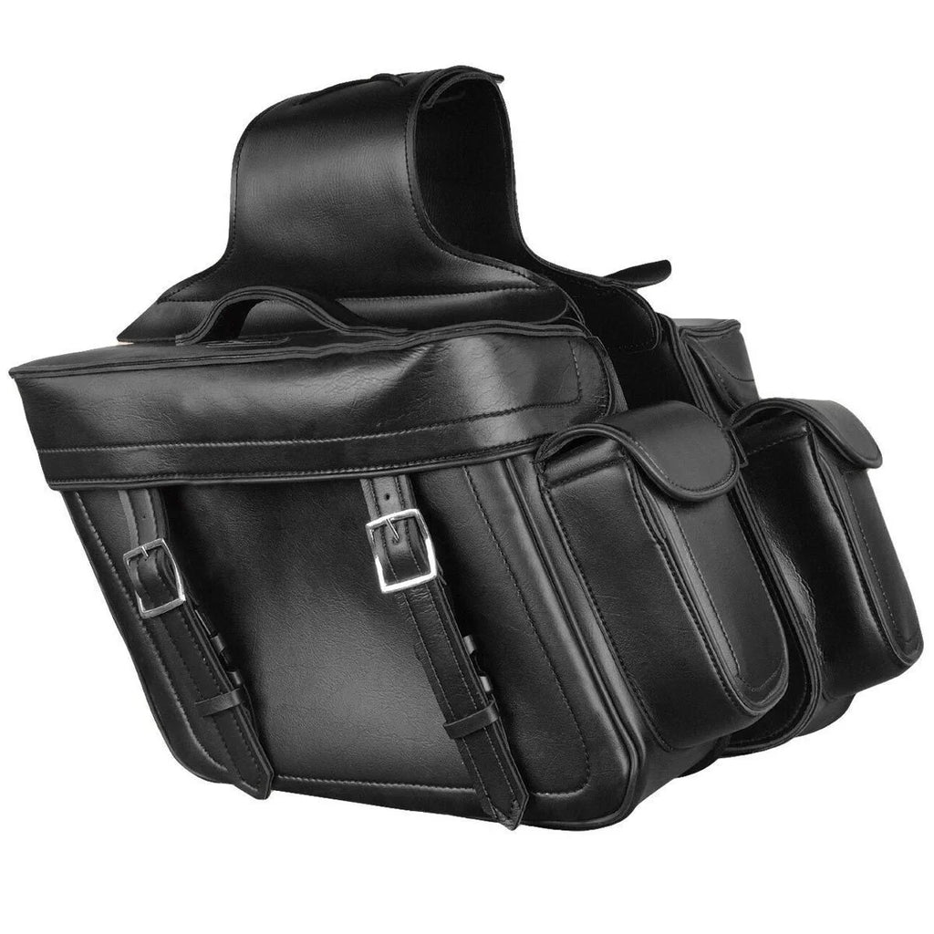 Milwaukee Leather  Black Zip Off  Throw Over Saddlebags with Bonus Side Pockets