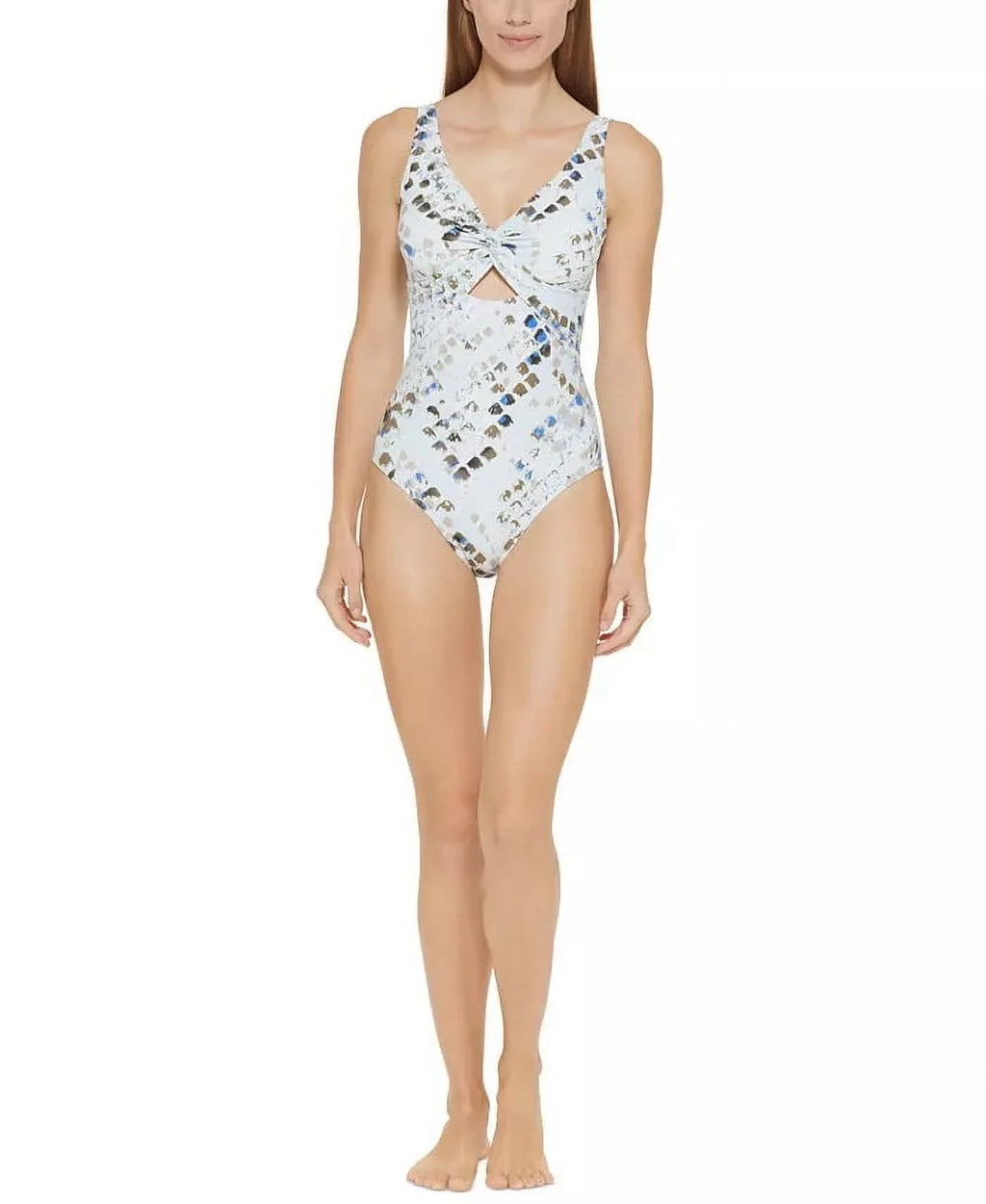 Twist-Front Cutout One-Piece Swimsuit,  16