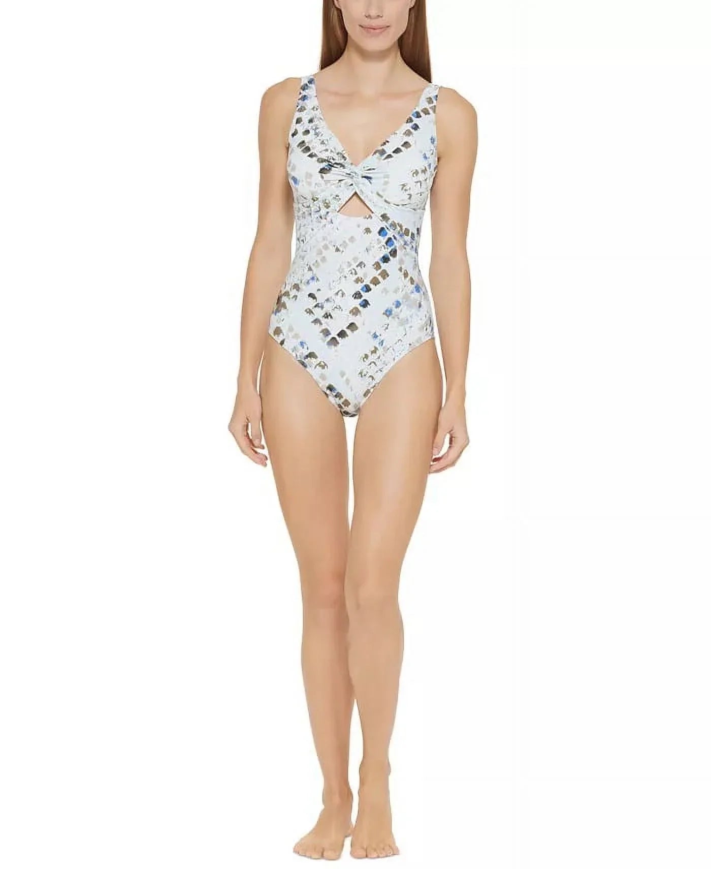 Twist-Front Cutout One-Piece Swimsuit,  16