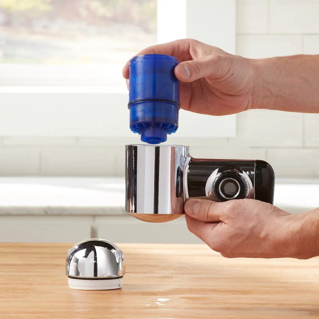 Faucet Mount Water Filtration System, Horizontal, Chrome,