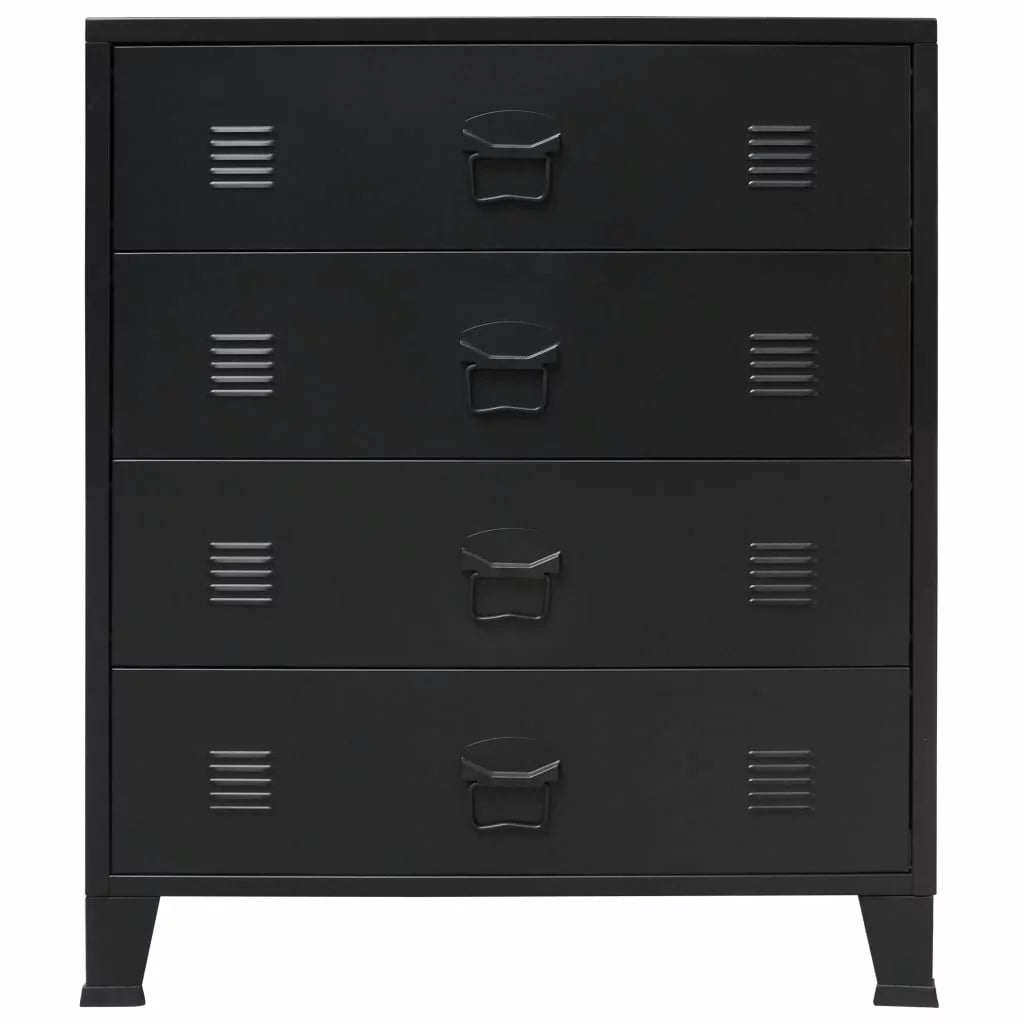 Anself Industrial Style 4 Drawer Dresser Storage Chest with Handles Metal End Side Cabinet Bedroom Living Room Entryway Hallway Furniture Decor 30.7 x 15.7 x 36.6 Inches ( x  x ) Black