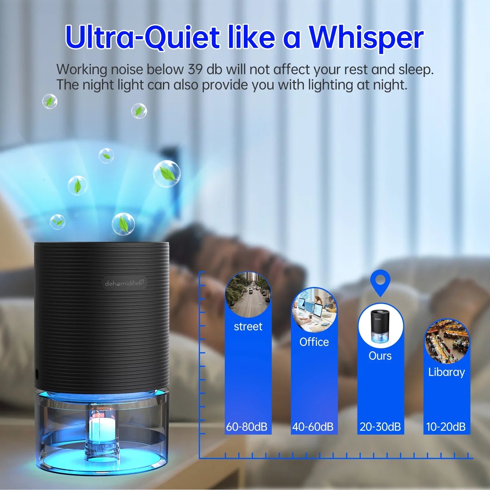Alrocket Small Dehumidifiers for Bedroom 27oz with Auto-off,7 Colors  Light up to 215 sq.ft-Black