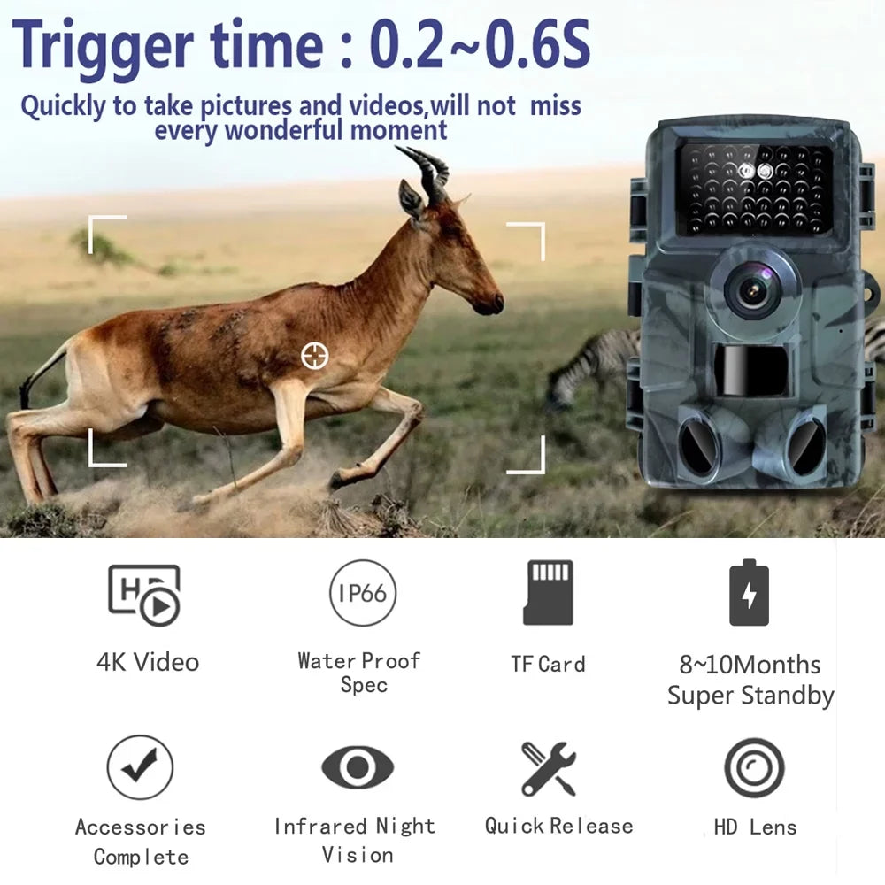 Nebublu 4K Trail Camera,  Waterproof  Camera with Wide Angle and Motion Activation - Perfect for Wildlife
