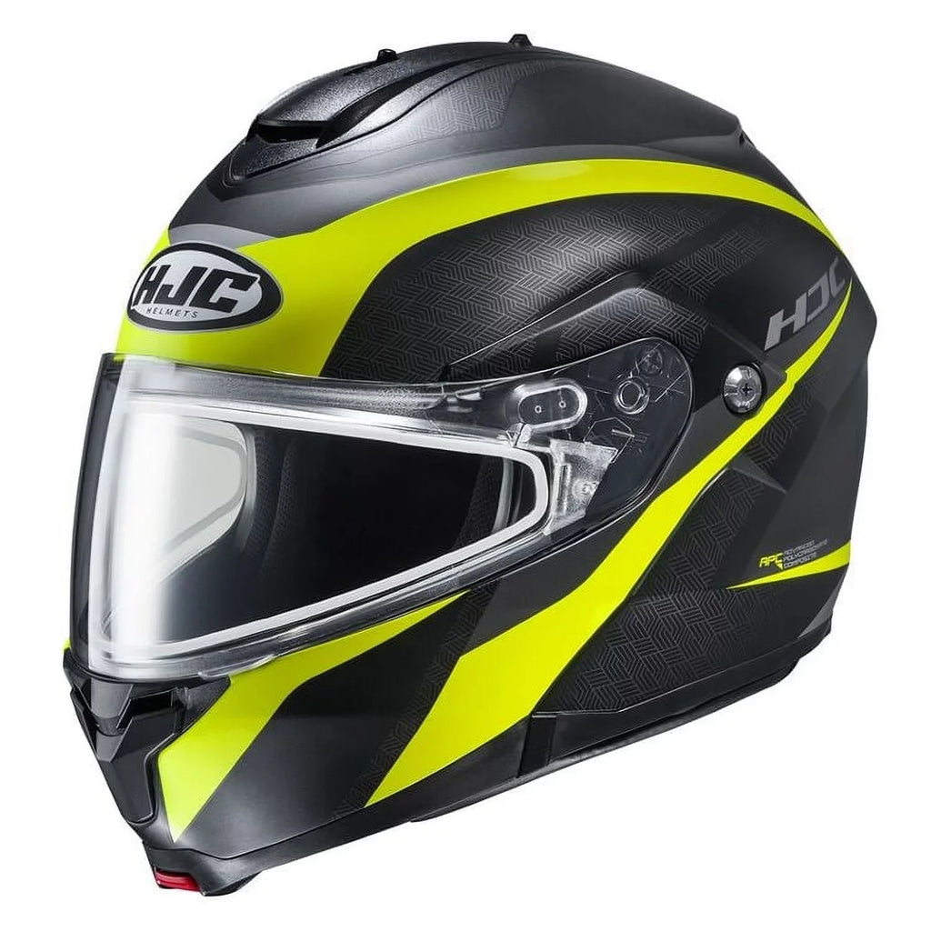 Taly snowmobile helmet with Dual Lens Shield Semi-Flat Hi-Viz Yellow (-3HSF) (5XL, Black Semi-Flat Hi-Viz Yell
