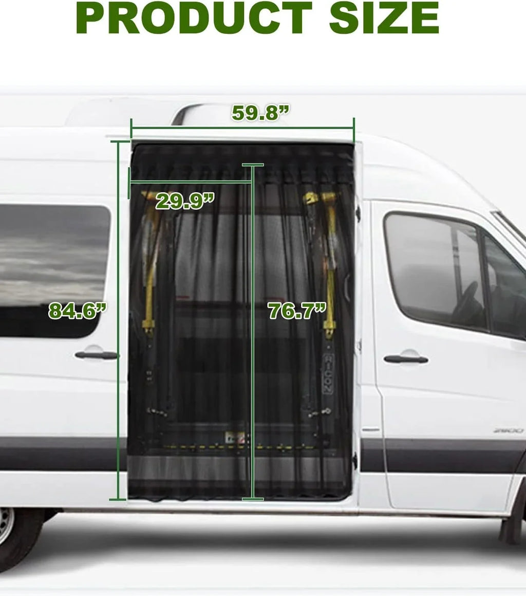 Side Sliding Door Bug Screen Suitable for Mercedes Benz Sprinter Van Mid and High Roof, Ford Transit, Promaster, and Other Camping Vehicles (Magnetic Suction)