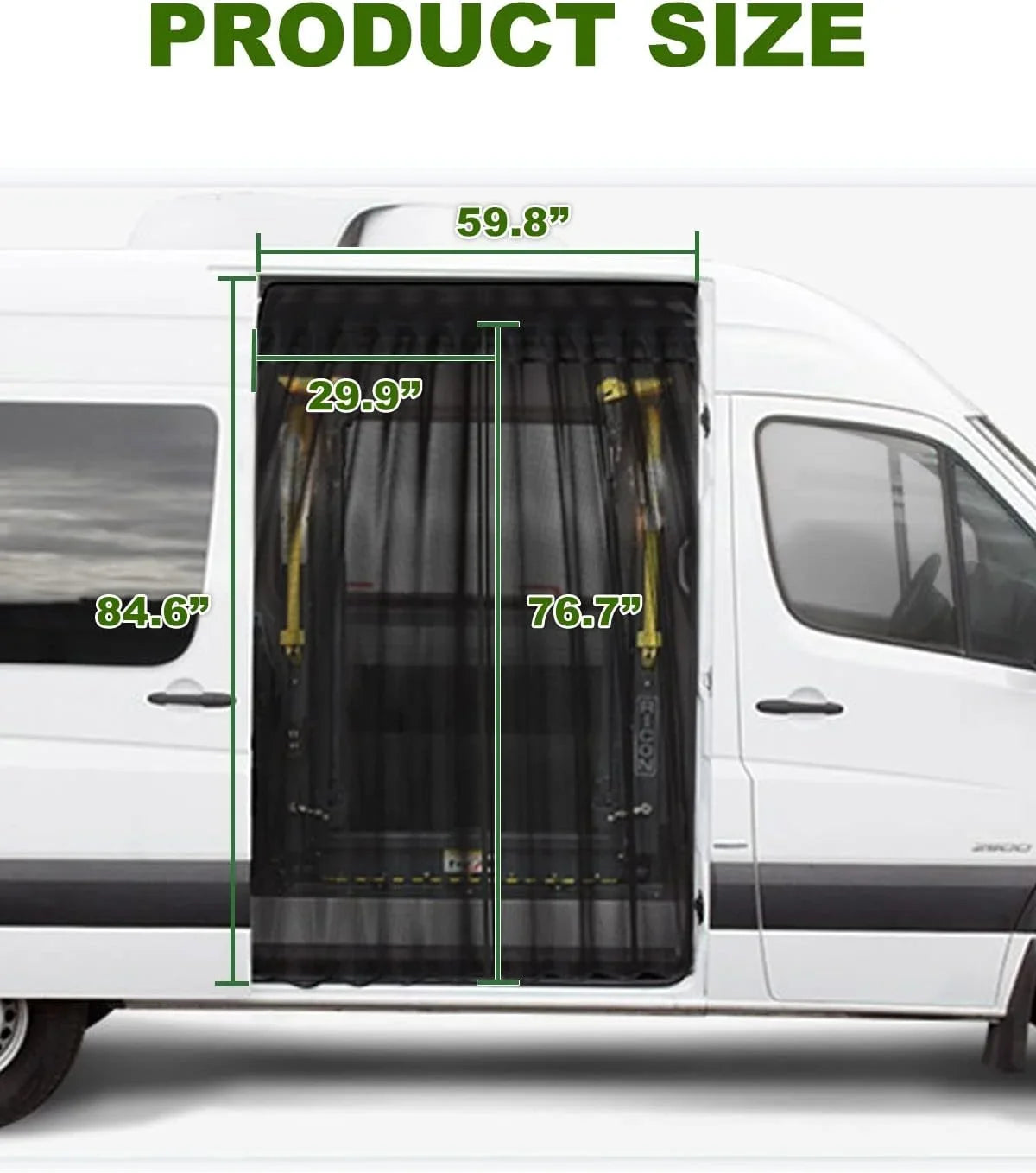 Side Sliding Door Bug Screen Suitable for Mercedes Benz Sprinter Van Mid and High Roof, Ford Transit, Promaster, and Other Camping Vehicles (Magnetic Suction)