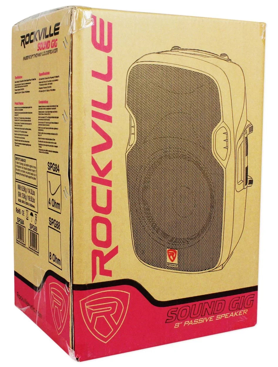 2) Rockville  8“ 800W 4 Ohm  Speakers  Cabinet+ 1000w Amplifier