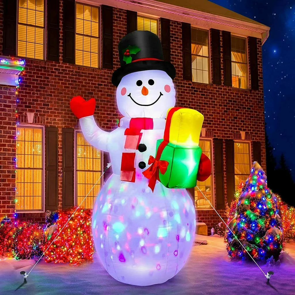 5ft Christmas Inflatables Snowman Outdoor Yard Decor with Rotating  Lights Christmas Blow Up Decoration Garden