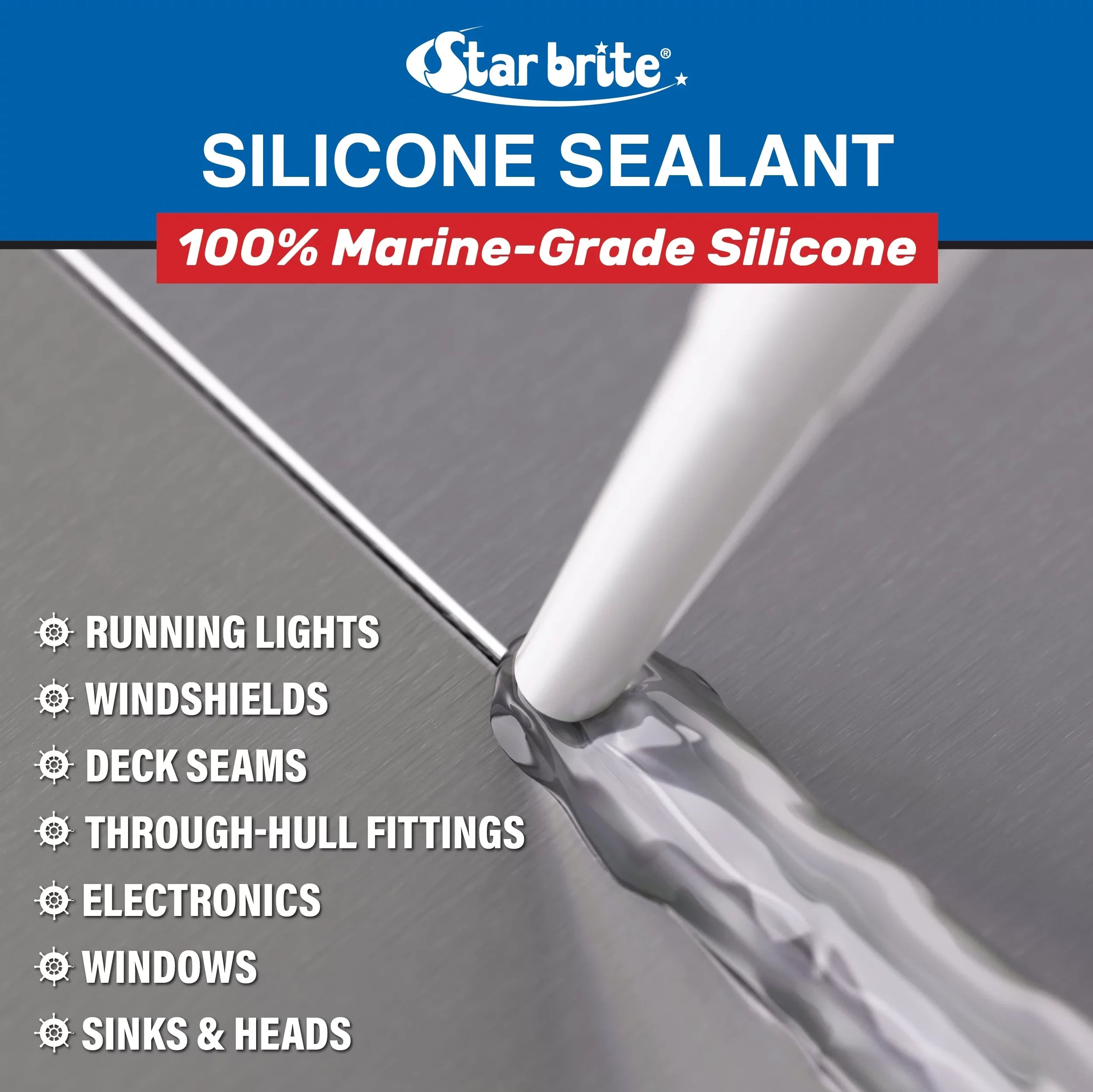 Marine Silicone Sealant - Clear, 10.1 Oz Cartridge, Waterproof, Durable,  Resistant, for Fiberglass, Metal, Wood, Glass, Ceramic & More (082122)