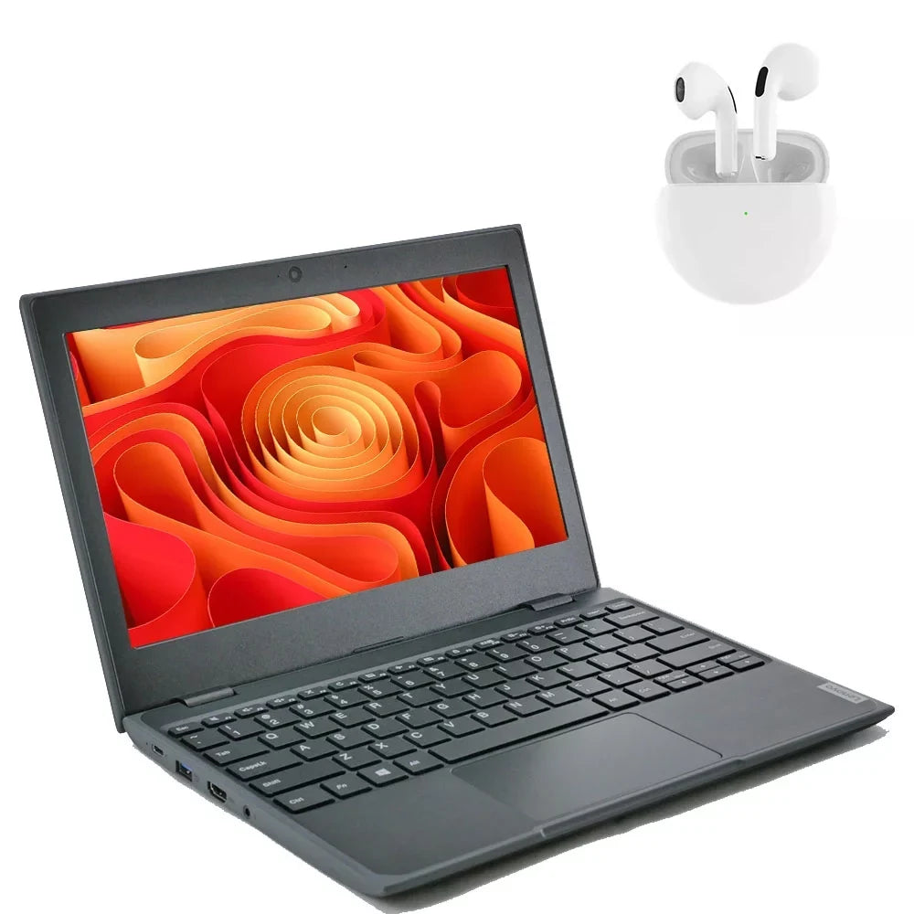 PreOwned Lenovo 100e Laptop 11.6" Intel Processor 4GB  64GB  Windows 10 Pro with Wireless Earbuds (scratch and dent)