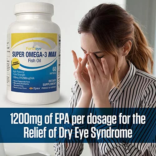 Fortifeye Vitamins Super Omega-3 Max Fish Oil, Lemon Flavor, Natural Triglyceride, 1200  / 900  Per Serv.- 30 Day, 60 Max Softgel Capsules