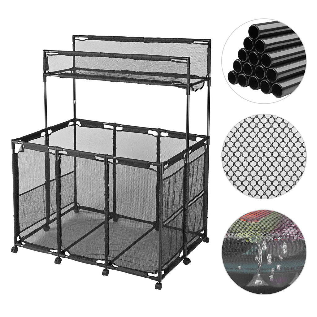 Mesh Pool Storage Bin Cart with 10 Wheels - Blue - Organize Pool Essentials