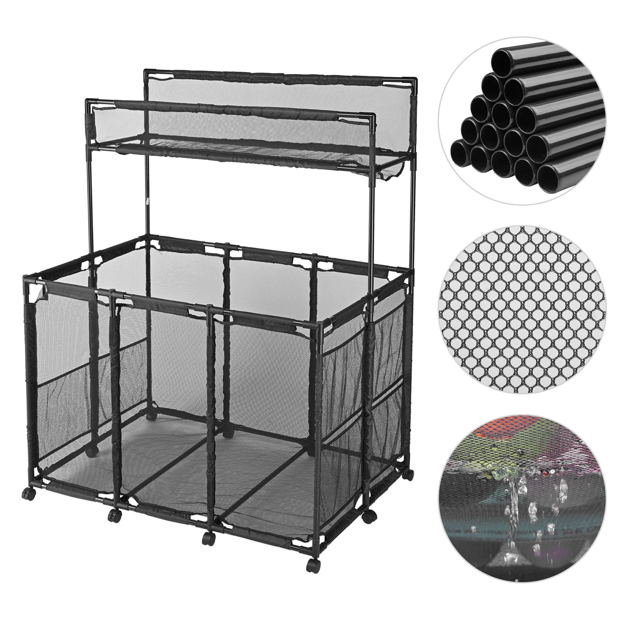 Mesh Pool Storage Bin Cart with 10 Wheels - Blue - Organize Pool Essentials