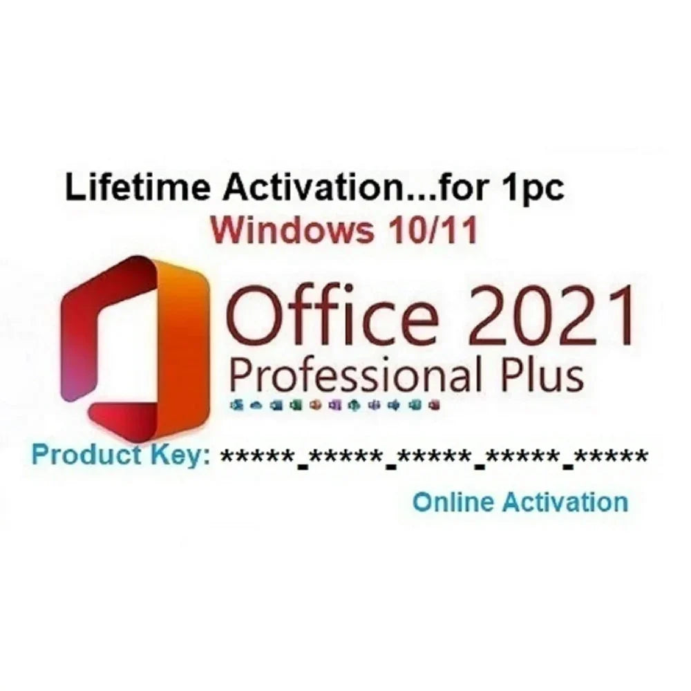 microsoft office 2021 pro plus for windows (key card) with a free dvd(no return is accepted)
