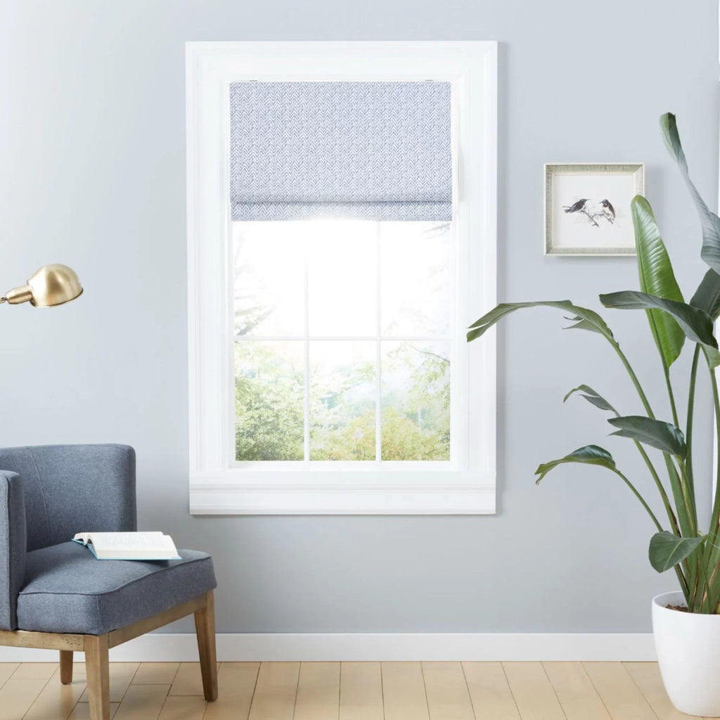 Exclusive Home Esme Total Blackout Roman Shade, 34"x64", Slate Blue