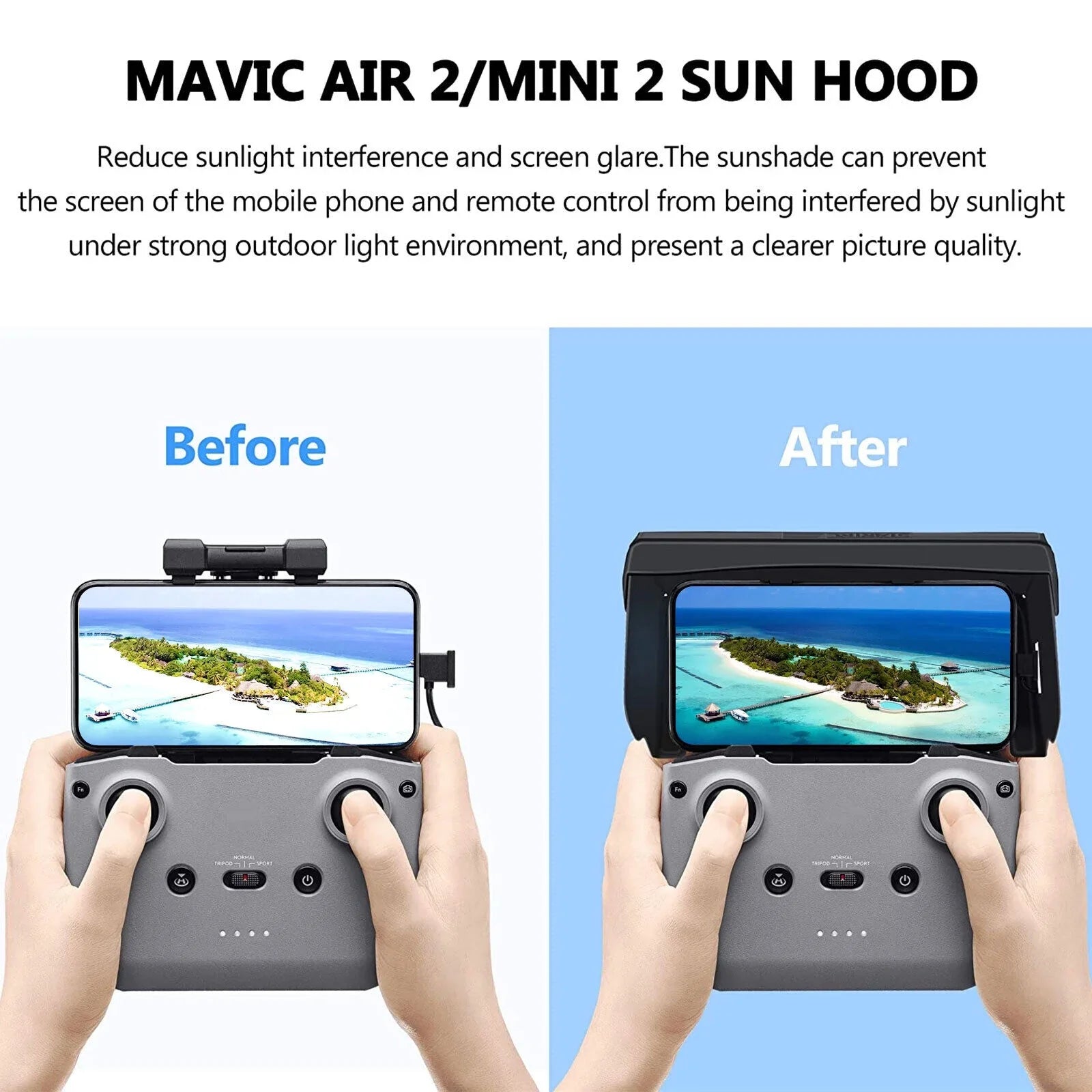 Foldable Phone Sun Shade Hood for  Mavic Mini 2 Air 2 Drone Remote Control