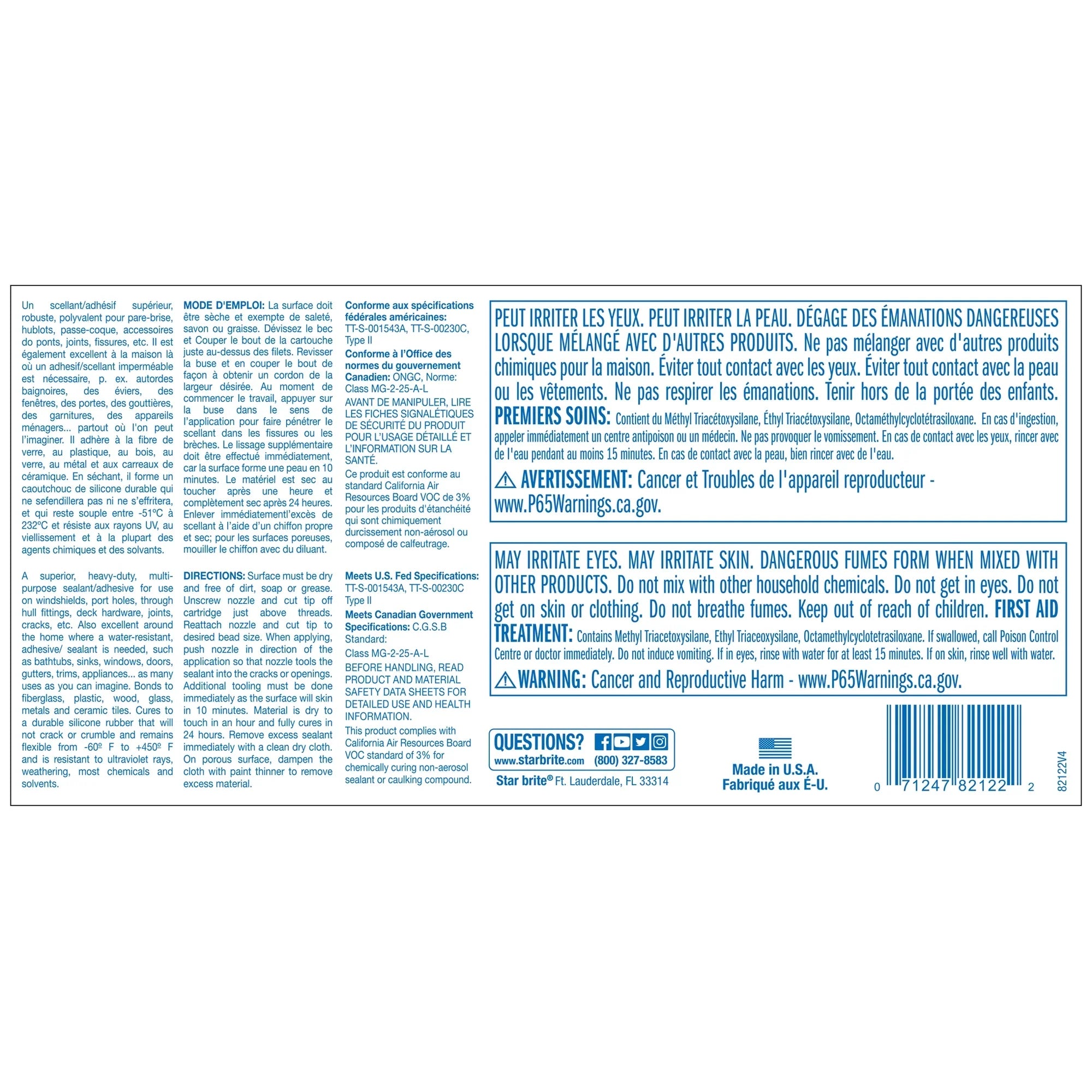 Marine Silicone Sealant - Clear, 10.1 Oz Cartridge, Waterproof, Durable,  Resistant, for Fiberglass, Metal, Wood, Glass, Ceramic & More (082122)