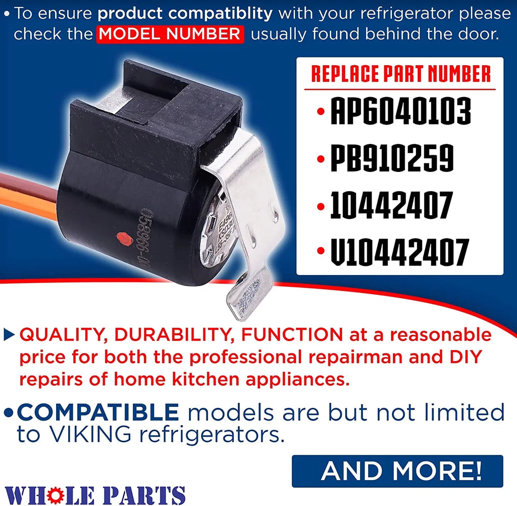 Whole Parts Defrost Terminator Thermostat Part # 058966-000 - Replacement & Compatible With Some Viking Refrigerators