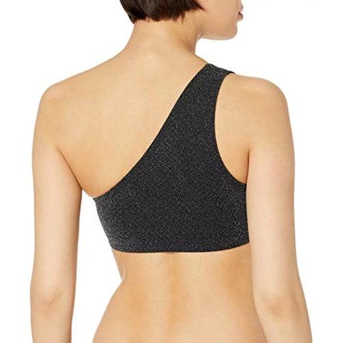 $118 Ramy Brook Women's Standard Tasha One Shoulder Bikini Top Black Size