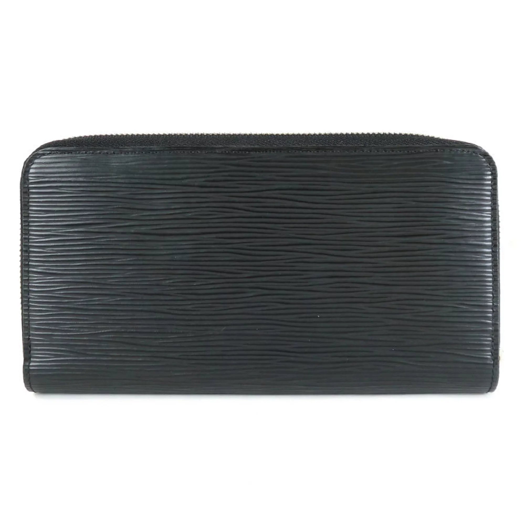 Pre-Owned Louis Vuitton   Round Zipper Long Wallet Epi Zippy Leather Black Silver Unisex (Good)