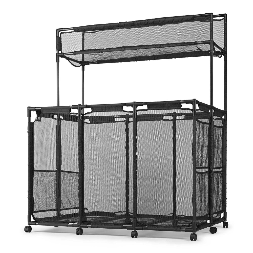 Mesh Pool Storage Bin Cart with 10 Wheels - Blue - Organize Pool Essentials