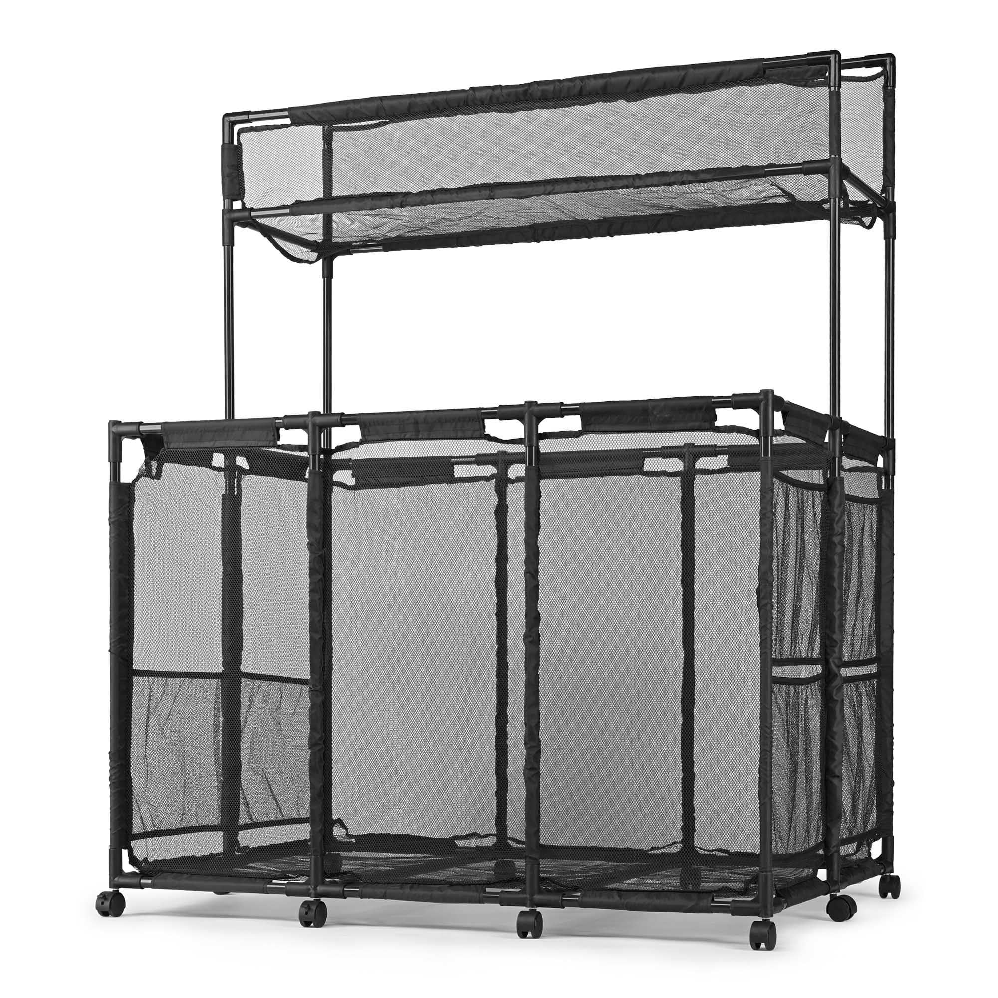 Mesh Pool Storage Bin Cart with 10 Wheels - Blue - Organize Pool Essentials