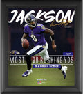 Lamar Jackson Framed 15" x 17" Single Season Quarterback Rushing Yards Record Collage