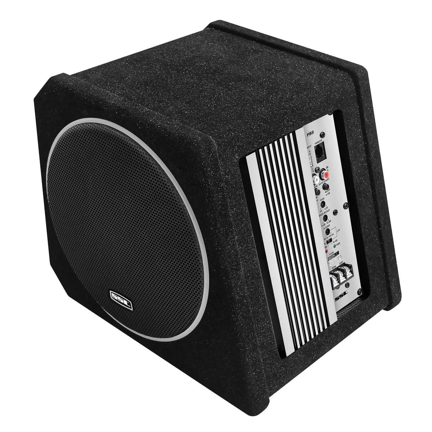 Sound Storm Laboratories  8 Inch Amplified Powered Car Audio Subwoofer Package – Built-in Amplifier, Passive Radiator, Remote Subwoofer Control, For Truck, Boxes and Enclosures