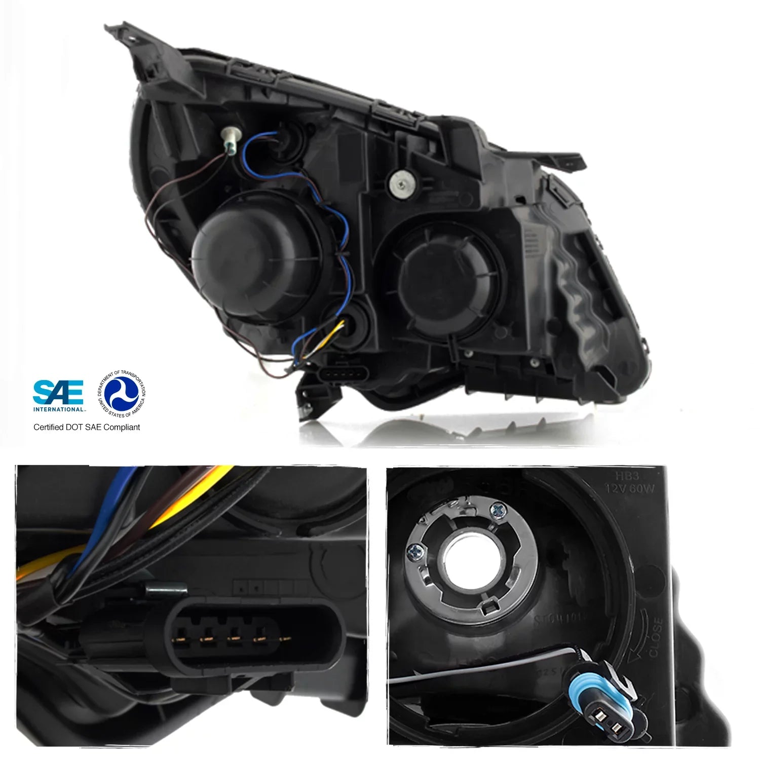 '- For  2010 2011 2012 2013 2014 2015 Chevy Equinox Halogen Type Projector Headlight Headlamp Left & Right Set