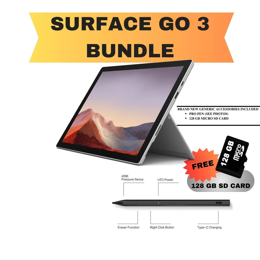 Restored Microsoft Surface  3rd. Gen - 10.5" Intel Pentium Gold 8GB  128GB  Only Wifi Bundle Pen+Micro  Card (Refurbished)