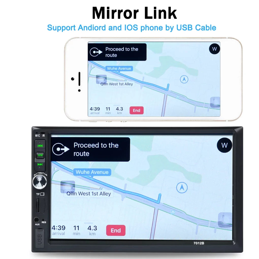 Vehicle Car Stereo Radio 7" Double Din Bluetooth  Touch Screen Car  with Reverse Camera And Mirror Link(Both Support  and Android System)