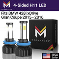 Mega Racer  428i xDrive Gran Coupe 4 Sided     Headlight Bulbs 6000K Diamond White 12V 60W 10000LM  428i xDrive Gran Coupe 2015 2016 15 16 Fog Light Automotive Replacement
